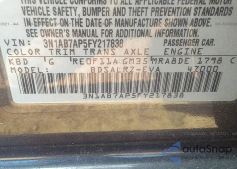 2015 Nissan Sentra Sr from USA, damaged, VIN 3N1AB7AP5FY217838